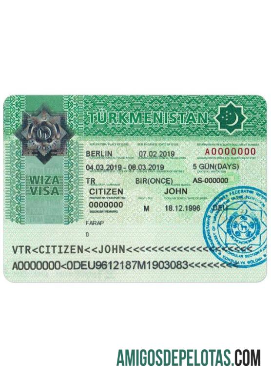 Visto para o TURQUEMENISTÃO baixar para verificação